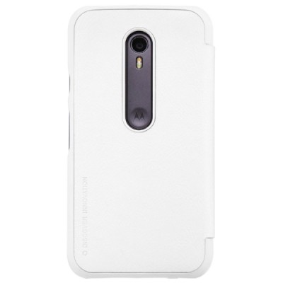 Greznais „Nillkin“ Qin sērijas ādas atvērams balts Motorola Moto G 3rd (3 Gen) maciņš / Vacins.lv