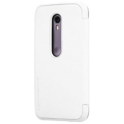 Greznais „Nillkin“ Qin sērijas ādas atvērams balts Motorola Moto G 3rd (3 Gen) maciņš / Vacins.lv
