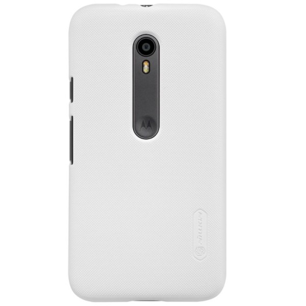„Nillkin“ Frosted Shield dėklas - baltas + apsauginė ekrano plėvelė (Moto G 3 kartos)