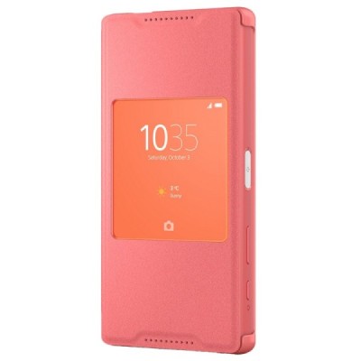 Oficiāls Sony Xperia Z5 Compact Style Cover Window rozs atvērams maciņš SCR44 / Vacins.lv