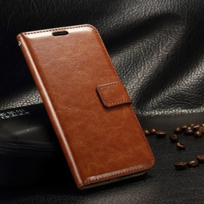 Samsung Galaxy Grand Prime (G530) atvēramais ādas brūns maciņš (maks) / Vacins.lv