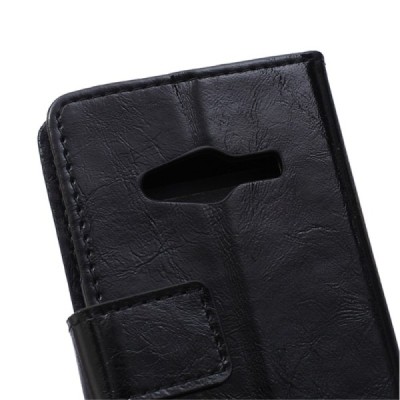 Samsung Galaxy Trend 2 Lite (G318) atverčiamas juodas odinis dėklas - piniginė / Priedai.lt