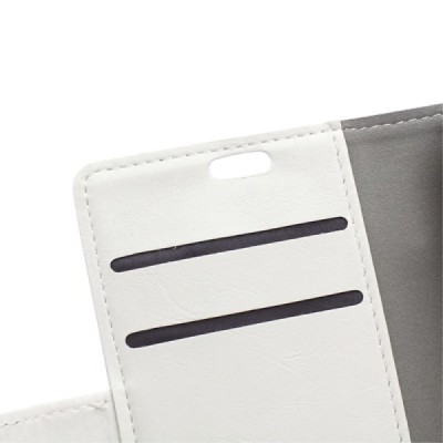 Samsung Galaxy Trend 2 Lite (G318) atverčiamas baltas odinis dėklas - piniginė / Priedai.lt