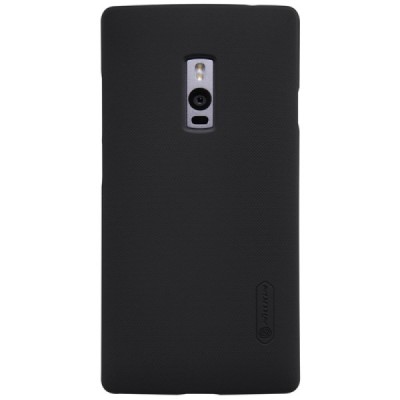 OnePlus 2 Two Nillkin Frosted Shield juodas plastikinis dėklas + apsauginė ekrano plėvelė / Priedai.lt