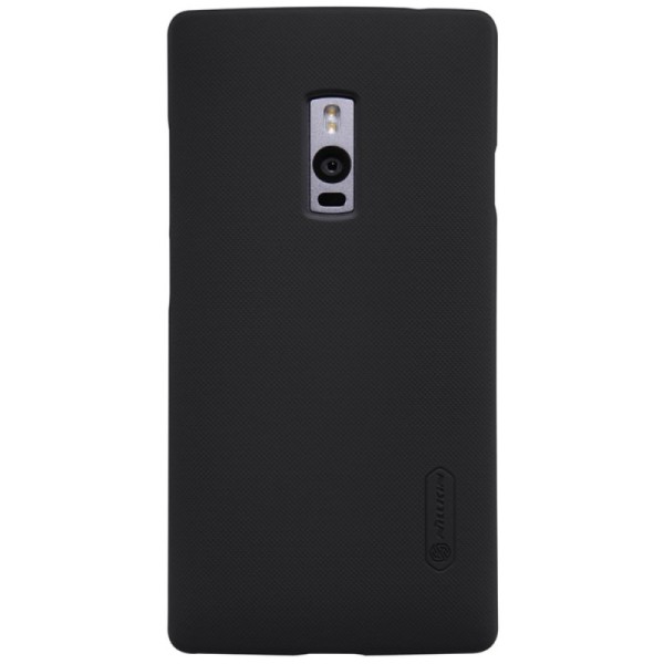 „Nillkin“ Frosted Shield dėklas - juodas + apsauginė ekrano plėvelė (OnePlus 2)
