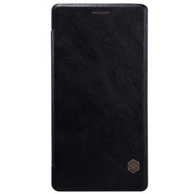 Greznais „Nillkin“ Qin sērijas ādas atvērams melns OnePlus 2 (Two) maciņš / Vacins.lv