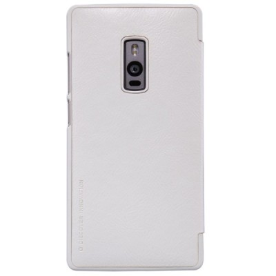Prabangus „Nillkin“ Qin serijos baltas odinis atverčiamas OnePlus 2 (Two) dėklas - knygutė / Priedai.lt