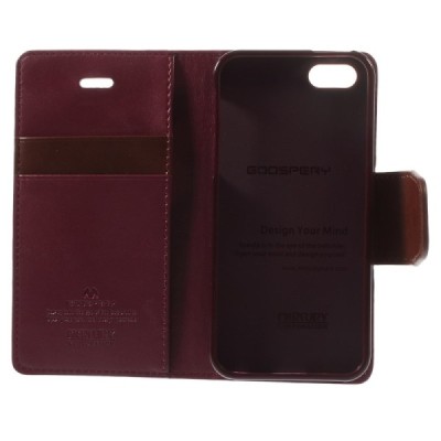 Mercury Sonata Apple iPhone 5S atvērams bordo ādas maciņš / Vacins.lv