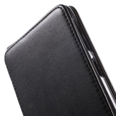 HTC Desire 626 klasikinis vertikaliai atverčiamas juodas odinis dėklas / Priedai.lt