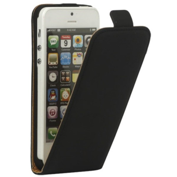 Klasisks vertikāli atvēramais maciņš - melns (iPhone 5 / 5S / SE 2016)