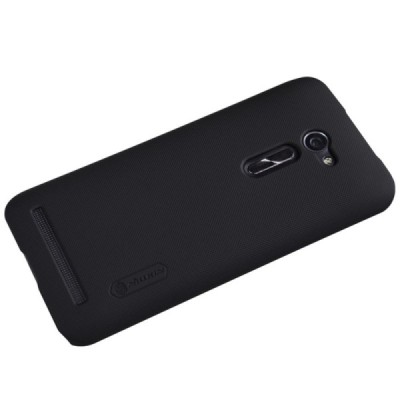 Asus Zenfone 2 5.0 (ZE500CL) Nillkin Frosted Shield melns plastmasas apvalks + ekrāna aizsargplēve / Vacins.lv