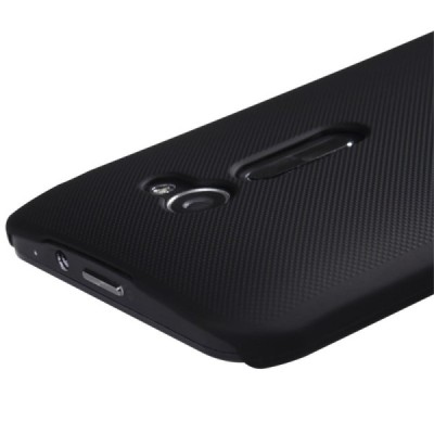 Asus Zenfone 2 5.0 (ZE500CL) Nillkin Frosted Shield melns plastmasas apvalks + ekrāna aizsargplēve / Vacins.lv