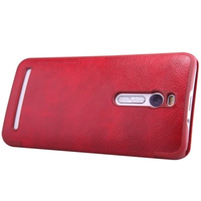 Prabangus „Nillkin“ Qin serijos raudonas odinis atverčiamas Asus Zenfone 2 5.5 (ZE550ML, ZE551ML) dėklas - knygutė / Priedai.lt