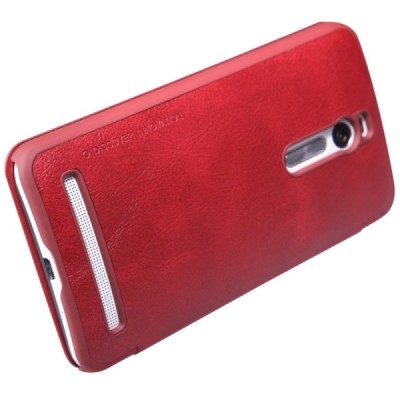 Prabangus „Nillkin“ Qin serijos raudonas odinis atverčiamas Asus Zenfone 2 5.5 (ZE550ML, ZE551ML) dėklas - knygutė / Priedai.lt