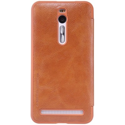 Prabangus „Nillkin“ Qin serijos rudas odinis atverčiamas Asus Zenfone 2 5.5 (ZE550ML, ZE551ML) dėklas - knygutė / Priedai.lt