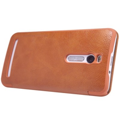 Prabangus „Nillkin“ Qin serijos rudas odinis atverčiamas Asus Zenfone 2 5.5 (ZE550ML, ZE551ML) dėklas - knygutė / Priedai.lt