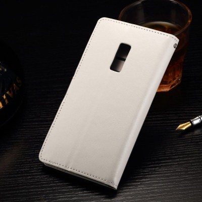 OnePlus 2 (Two) atverčiamas baltas odinis dėklas - piniginė / Priedai.lt