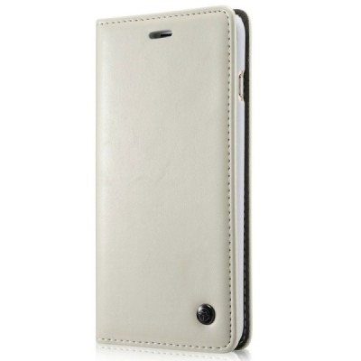 Samsung Galaxy S5 mini „CaseMe“ solīds atvēramais ādas balts maciņš - maks / Vacins.lv