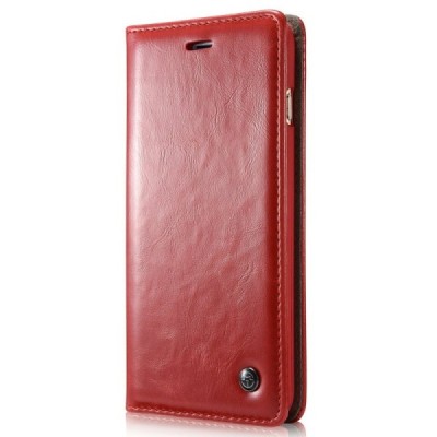 Samsung Galaxy S5 mini „CaseMe“ solīds atvēramais ādas sarkans maciņš - maks / Vacins.lv