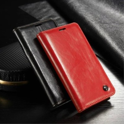 Samsung Galaxy S5 mini „CaseMe“ solīds atvēramais ādas sarkans maciņš - maks / Vacins.lv
