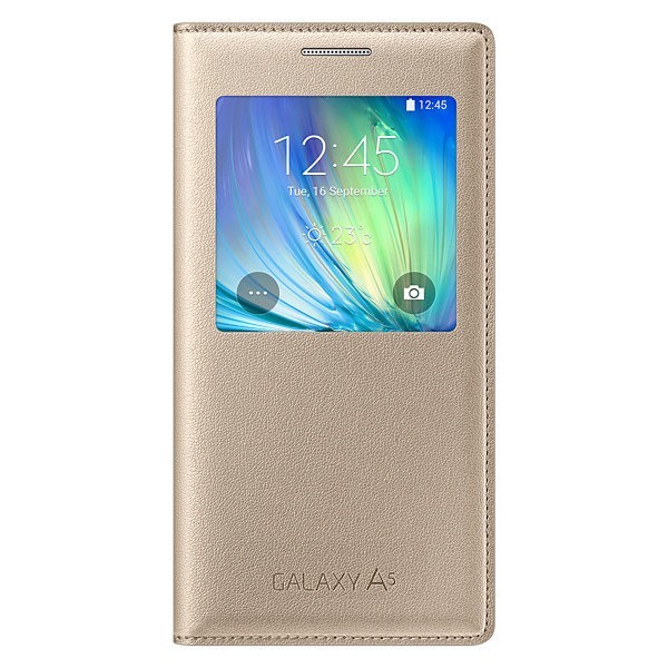 „Samsung“ S View Cover atverčiamas dėklas - auksinis (Galaxy A5 2015)
