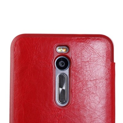 Asus Zenfone 2 5.5 (ZE550ML, ZE551ML) solīds atvēramais ādas sarkans maciņš - maks / Vacins.lv