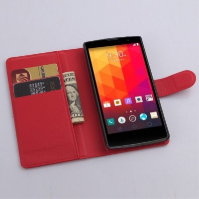 LG G4c (H525) atverčiamas raudonas odinis Litchi dėklas - piniginė / Priedai.lt