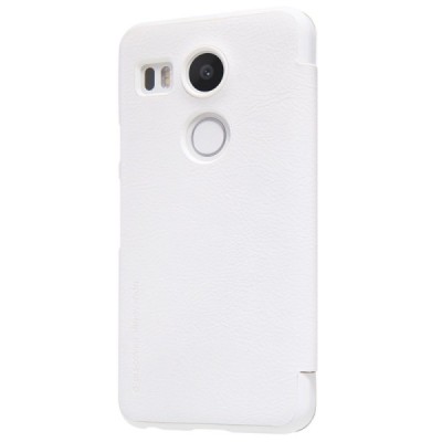 Prabangus „Nillkin“ Qin serijos baltas odinis atverčiamas LG Nexus 5X dėklas / Priedai.lt