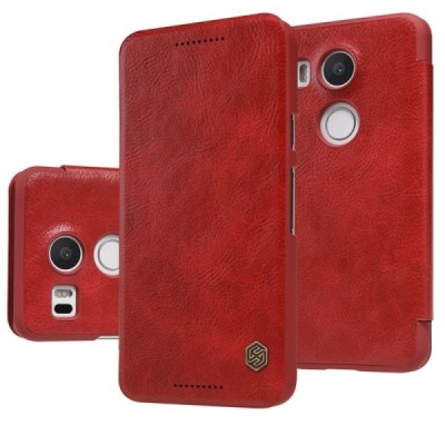 Prabangus „Nillkin“ Qin serijos raudonas odinis atverčiamas LG Nexus 5X dėklas / Priedai.lt