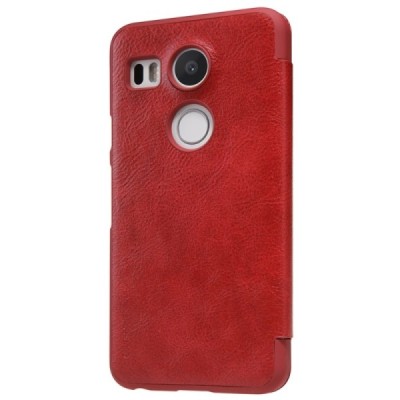 Prabangus „Nillkin“ Qin serijos raudonas odinis atverčiamas LG Nexus 5X dėklas / Priedai.lt