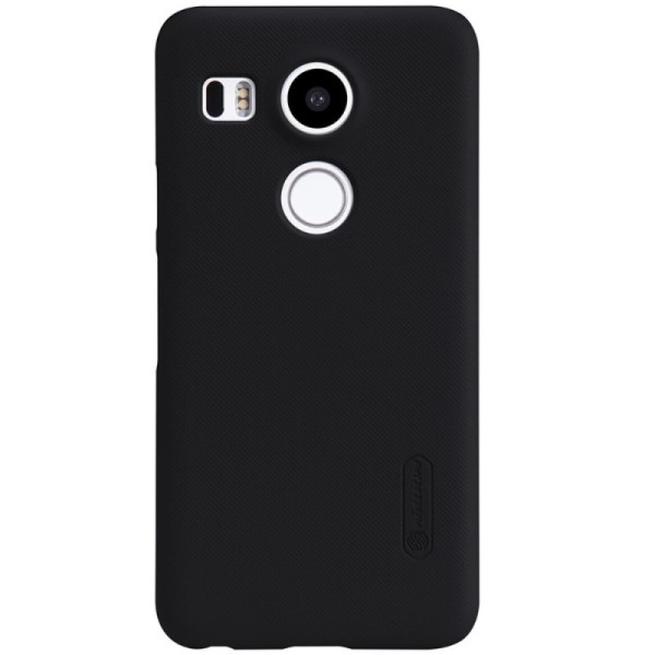 „Nillkin“ Frosted Shield dėklas - juodas + apsauginė ekrano plėvelė (Nexus 5X)