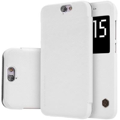 Greznais „Nillkin“ Qin sērijas ādas atvērams balts HTC One A9 maciņš / Vacins.lv