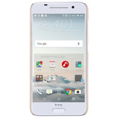 HTC One A9 Nillkin Frosted Shield auksinis plastikinis dėklas + apsauginė ekrano plėvelė / Priedai.lt