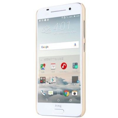 HTC One A9 Nillkin Frosted Shield auksinis plastikinis dėklas + apsauginė ekrano plėvelė / Priedai.lt