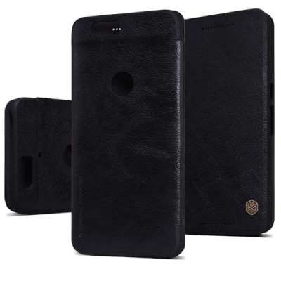 Greznais „Nillkin“ Qin sērijas ādas atvērams melns Huawei Nexus 6P maciņš (maks) / Vacins.lv