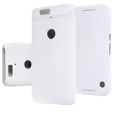 Greznais „Nillkin“ Qin sērijas ādas atvērams balts Huawei Nexus 6P maciņš (maks) / Vacins.lv