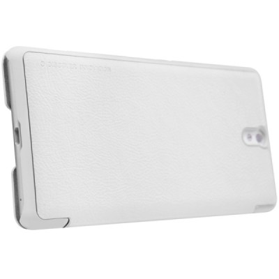 Greznais „Nillkin“ Qin sērijas ādas atvērams balts Sony Xperia C5 Ultra maciņš (maks) / Vacins.lv