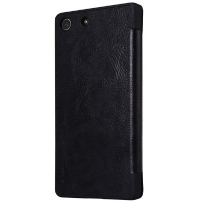 Greznais „Nillkin“ Qin sērijas ādas atvērams melns Sony Xperia M5 maciņš (maks) / Vacins.lv