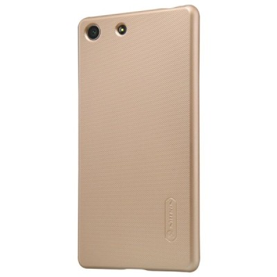 Sony Xperia M5 Nillkin Frosted Shield auksinis plastikinis dėklas + apsauginė ekrano plėvelė / Priedai.lt