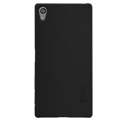 Sony Xperia Z5 Premium Nillkin Frosted Shield juodas plastikinis dėklas + apsauginė ekrano plėvelė / Priedai.lt