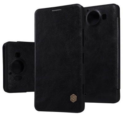 Greznais „Nillkin“ Qin sērijas ādas atvērams melns Microsoft Lumia 950 maciņš (maks) / Vacins.lv