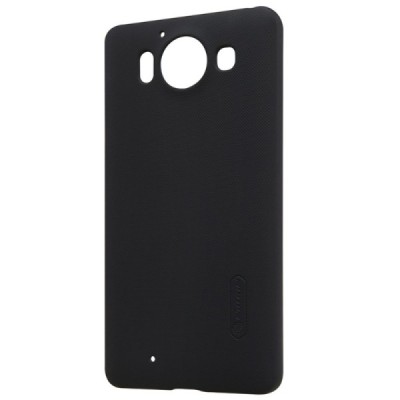 Microsoft Lumia 950 Nillkin Frosted Shield melns plastmasas apvalks + ekrāna aizsargplēve / Vacins.lv