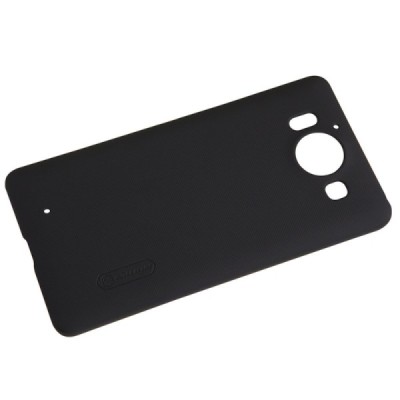 Microsoft Lumia 950 Nillkin Frosted Shield melns plastmasas apvalks + ekrāna aizsargplēve / Vacins.lv