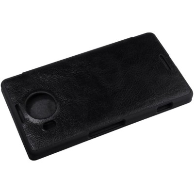 Prabangus „Nillkin“ Qin serijos juodas odinis atverčiamas Microsoft Lumia 950 XL dėklas / Priedai.lt