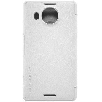 Greznais „Nillkin“ Qin sērijas ādas atvērams balts Microsoft Lumia 950 XL maciņš (maks) / Vacins.lv