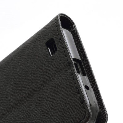 Samsung Galaxy S2 „Mercury“ atvērams melns ādas futrālis - maciņš / Vacins.lv