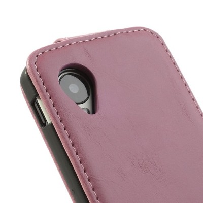 Atverčiamas odinis rožinis LG Nexus 5 E980 dėklas (dėkliukas) / Priedai.lt