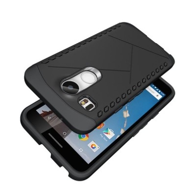 Sustiprintos apsaugos LG Nexus 5X juodas kieto silikono (TPU) ir plastiko dėklas / Priedai.lt
