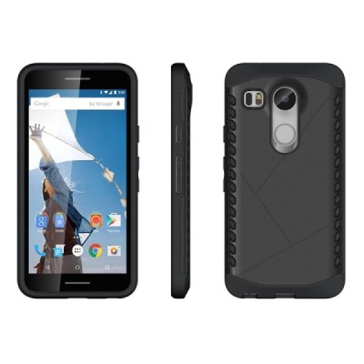 Sustiprintos apsaugos LG Nexus 5X juodas kieto silikono (TPU) ir plastiko dėklas / Priedai.lt