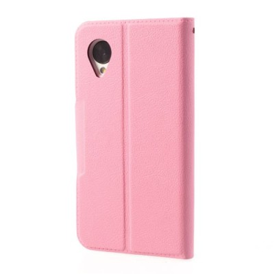 Atverčiamas rožinis LG Nexus 5 E980 dėklas - piniginė / Priedai.lt